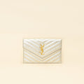 YSL Metallic Gold Monogram Chevron Envelope Chain Wallet