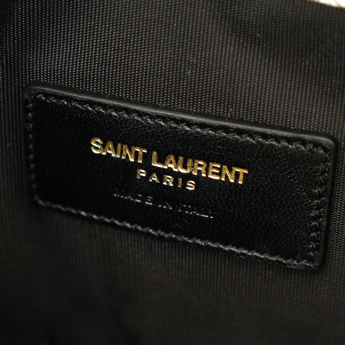 YSL Metallic Gold Monogram Chevron Envelope Chain Wallet