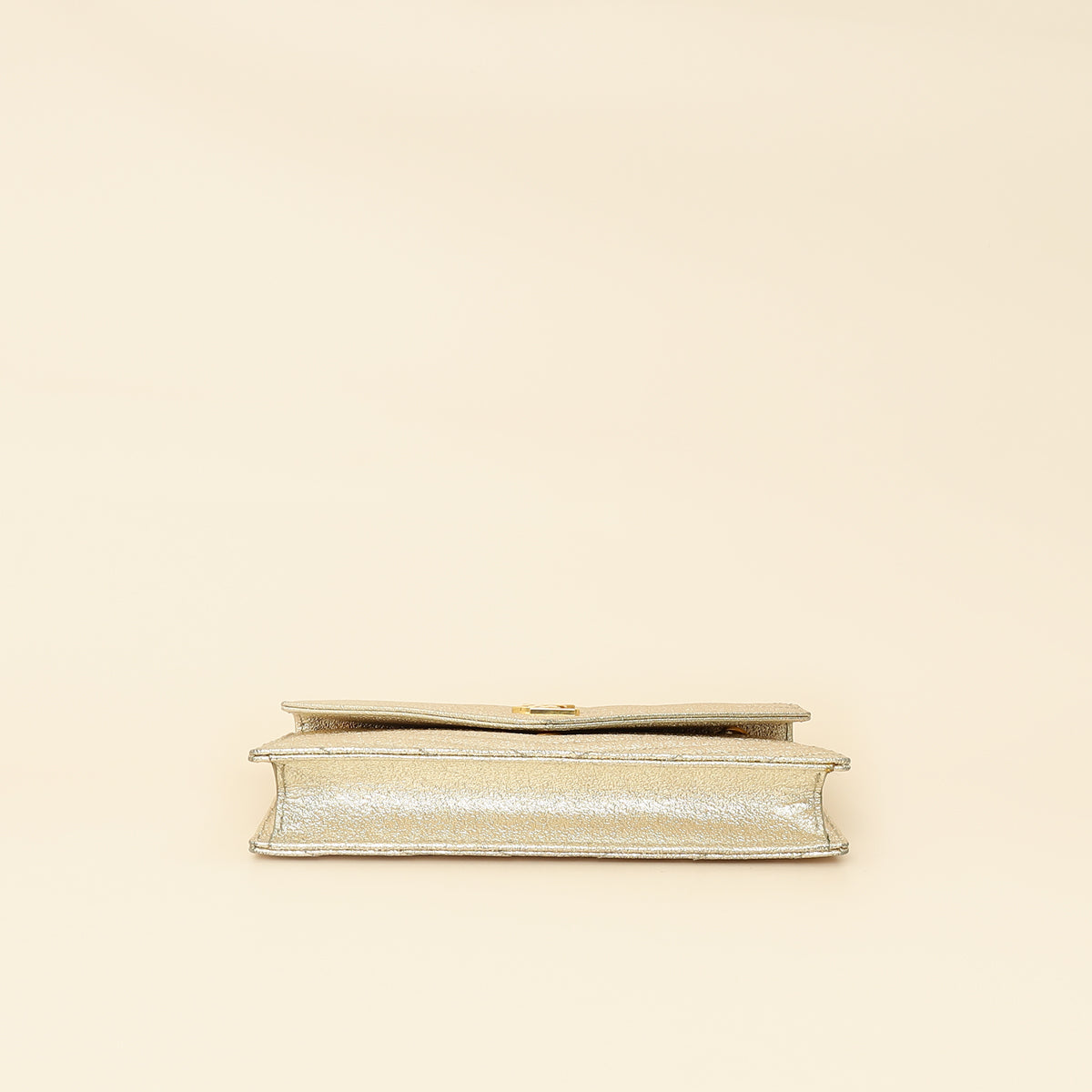 YSL Metallic Gold Monogram Chevron Envelope Chain Wallet