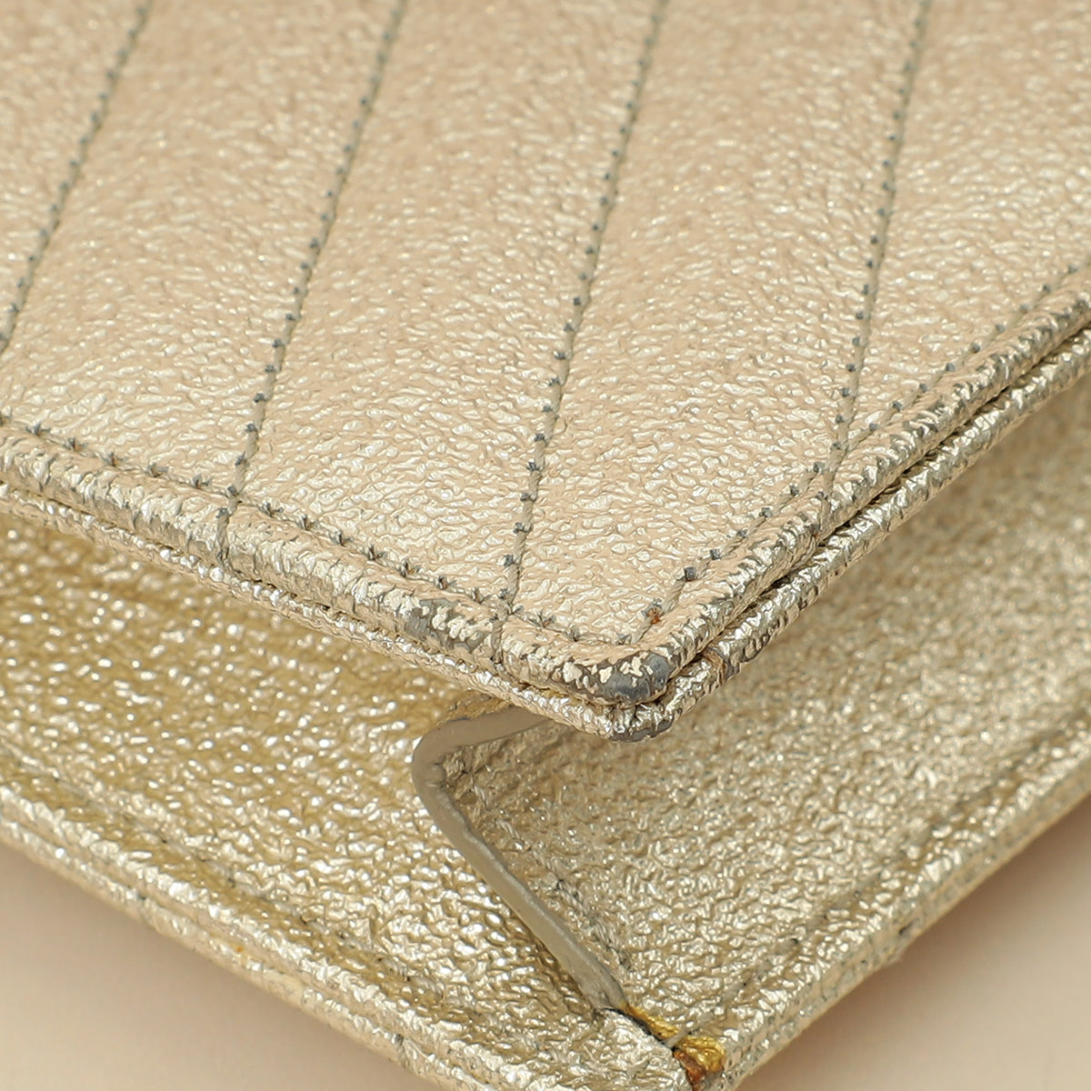 YSL Metallic Gold Monogram Chevron Envelope Chain Wallet