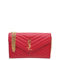 YSL Red Monogram Cassandre Chain Wallet