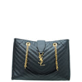 YSL Navy Monogram Shopping Tote Large Bag