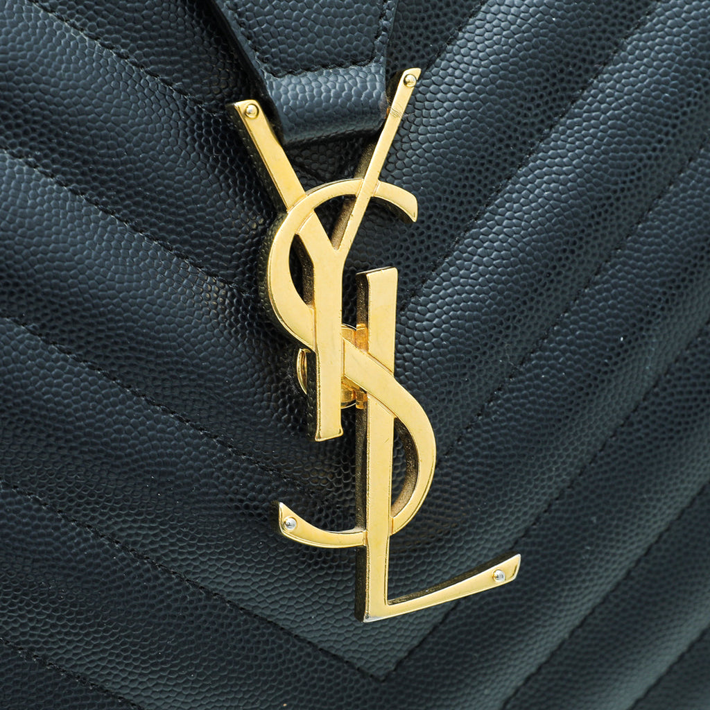 YSL Navy Monogram Shopping Tote Large Bag
