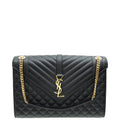 YSL Black Monogram Mix Quilted Envelope Shoulder Large Bag