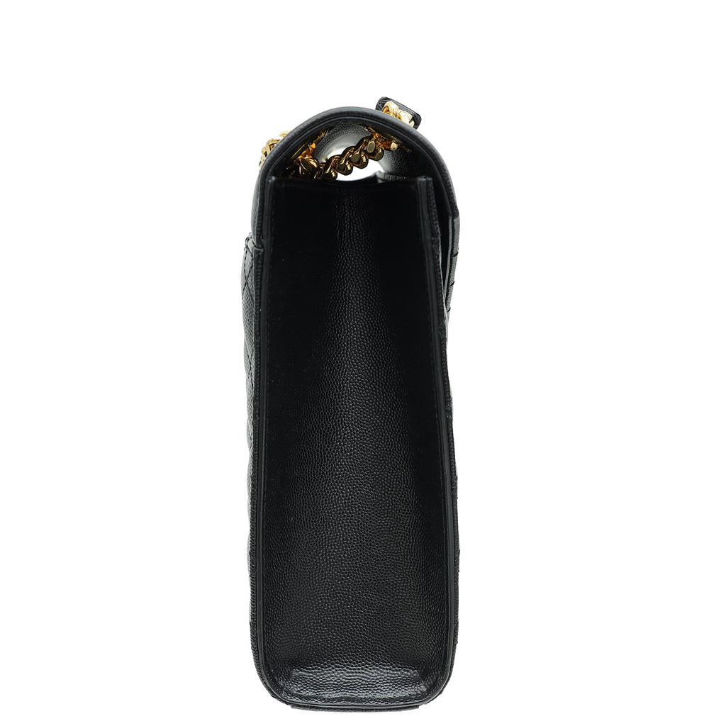 YSL Black Monogram Mix Quilted Envelope Shoulder Large Bag