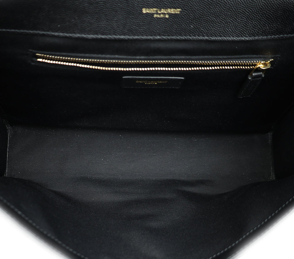 YSL Black Monogram Mix Quilted Envelope Shoulder Large Bag