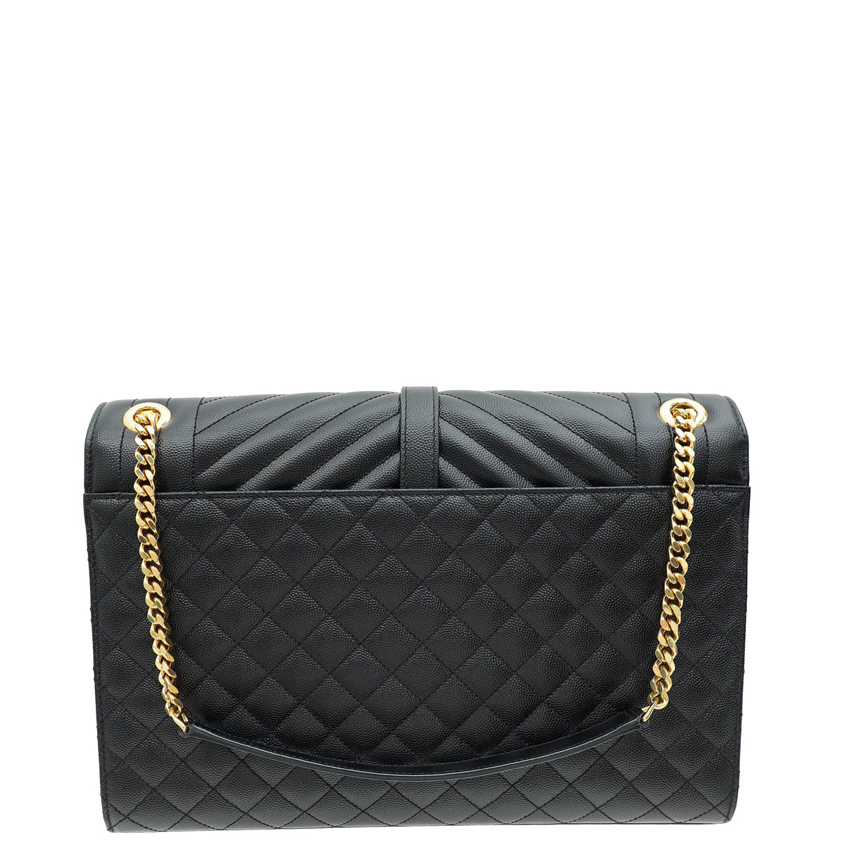 YSL Black Monogram Mix Quilted Envelope Shoulder Large Bag