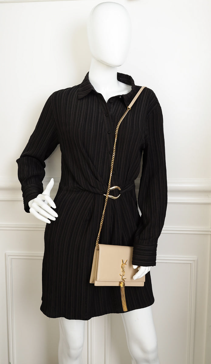 YSL Beige Kate Tassel Chain Wallet