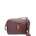 YSL Burgundy Monogram Lou Tassel Camera Bag