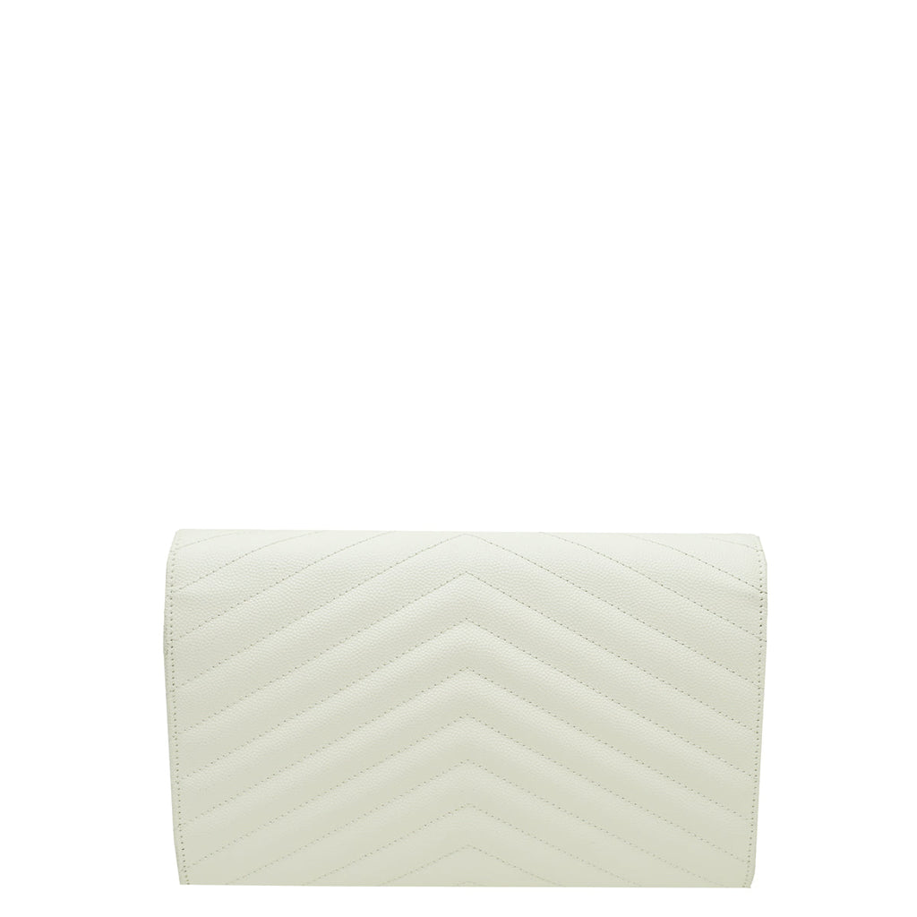 YSL White Monogram Cassandre Chain Wallet