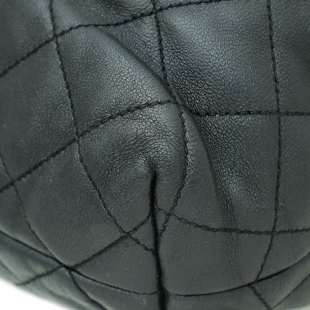 YSL Black Icare Maxi Quilted Shopping Bag