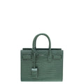 YSL Dark Green Croc Embossed Sac De Jour Nano Bag