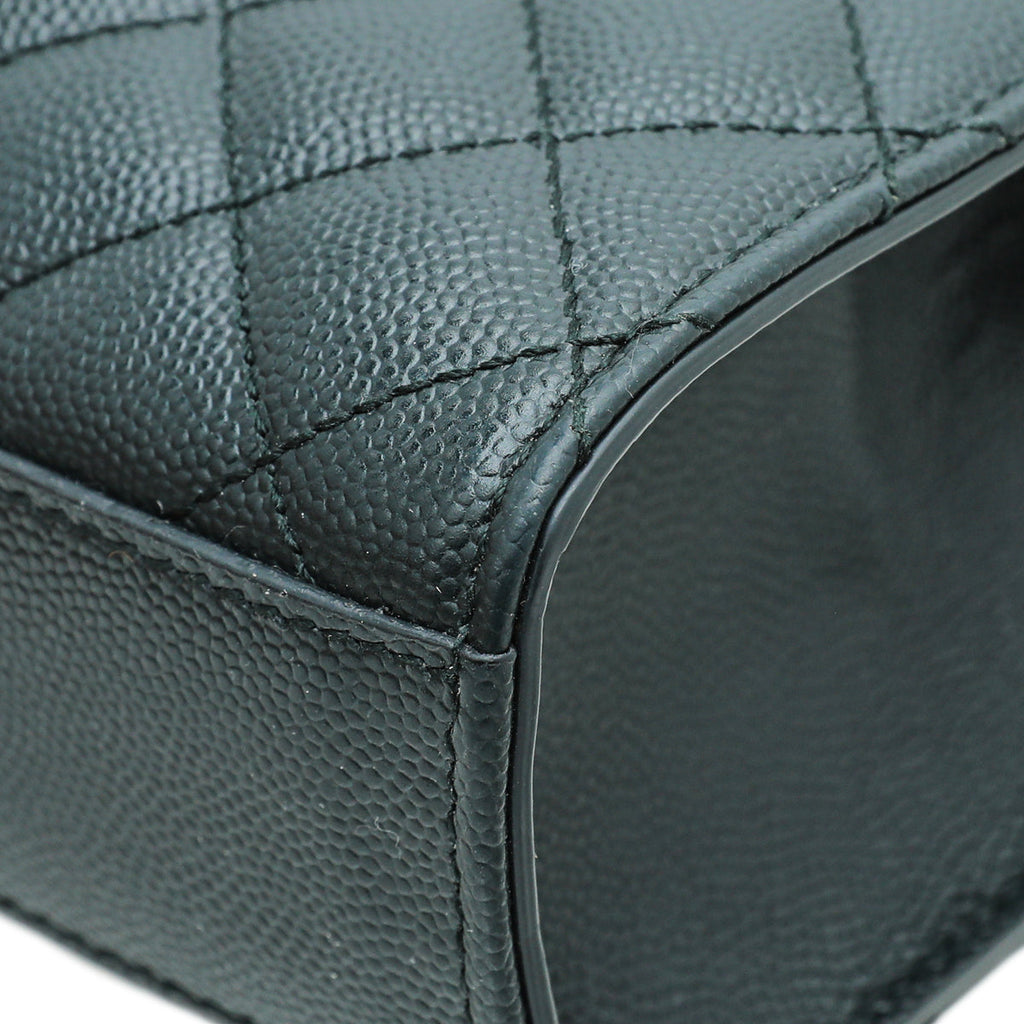 YSL Vert Fonce Monogram Envelope Mix Quilted Medium Bag