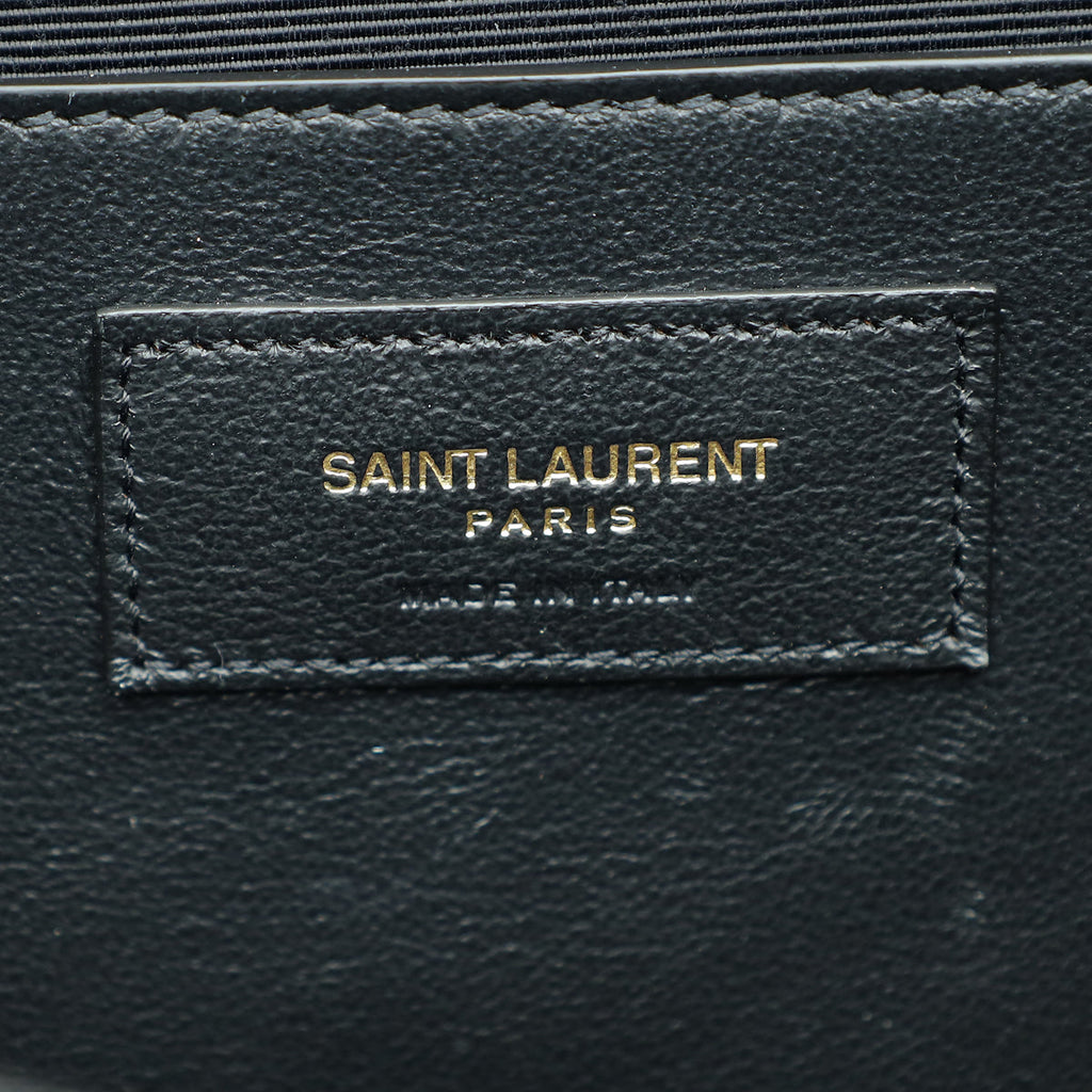 YSL Black Mix Quilted Envelope Medium Shoulder Bag