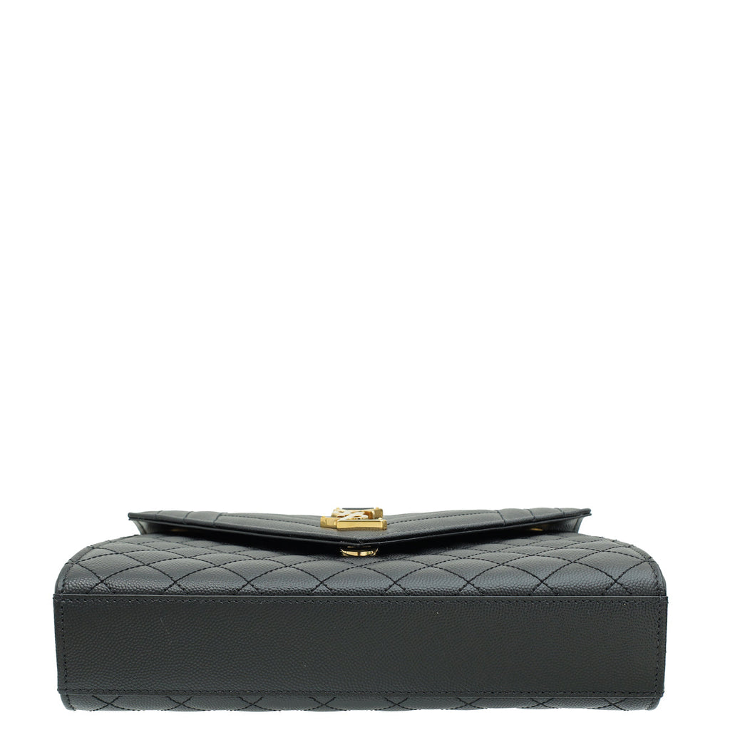 YSL Black Mix Quilted Envelope Medium Shoulder Bag
