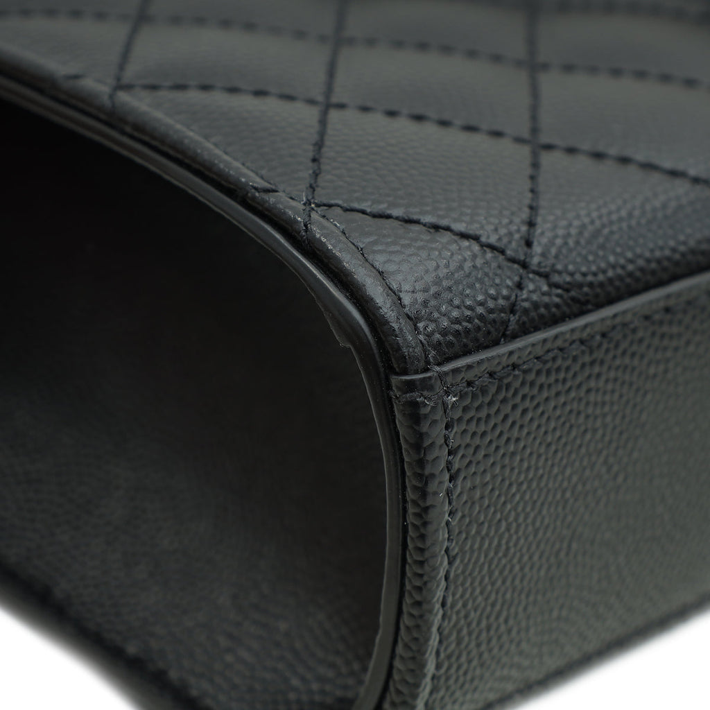 YSL Black Mix Quilted Envelope Medium Shoulder Bag