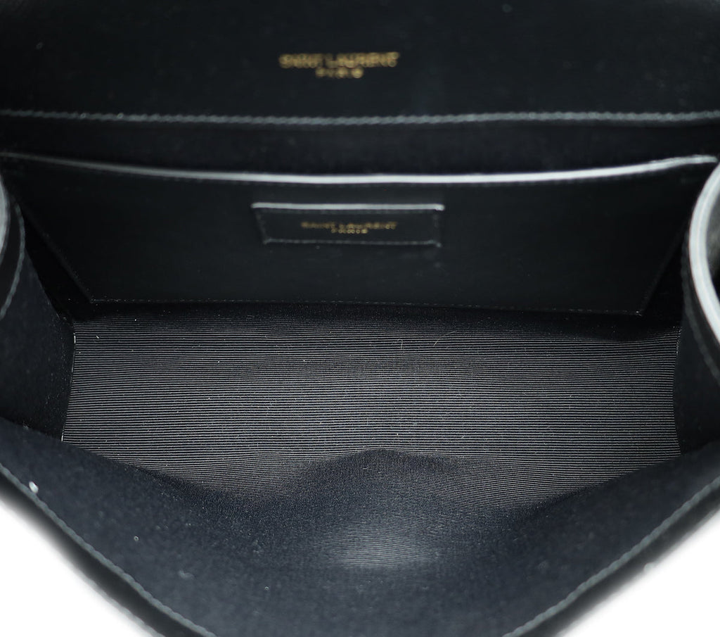 YSL Black Mix Quilted Envelope Medium Shoulder Bag
