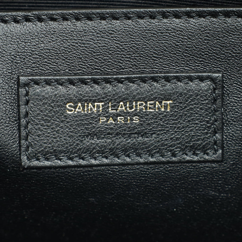YSL Blanc Vintage Croco Embossed Kate Tassel Medium Bag