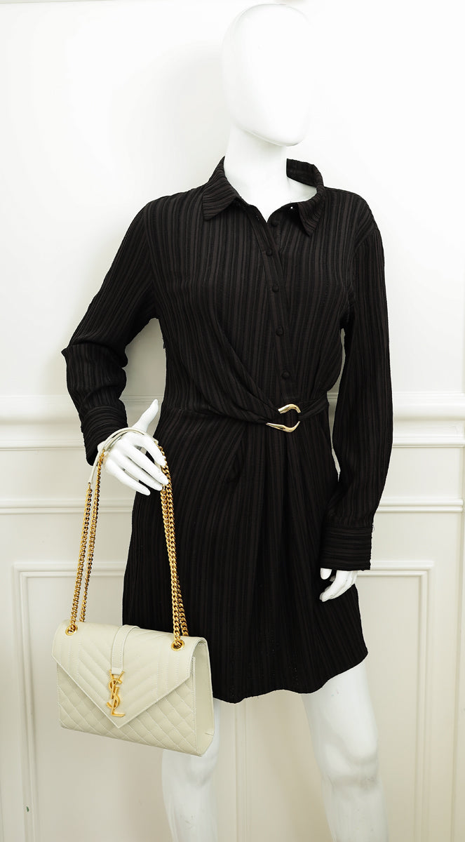 YSL Blanc Vintage Mix Quilted Envelope Medium Shoulder Bag