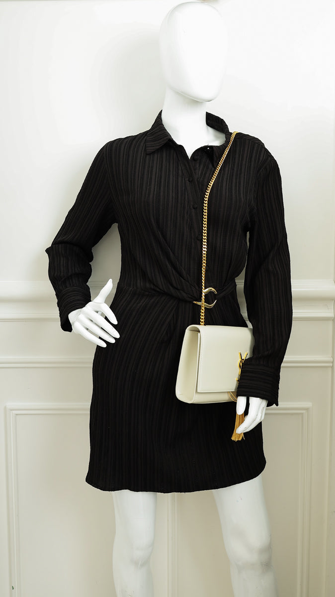 YSL Blanc Vintage Kate Tasel Medium Shoulder Bag