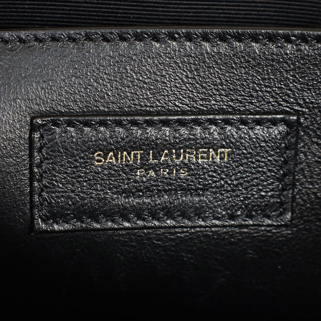 YSL Blanc Vintage Kate Tassel Croc Embossed Medium Shoulder Bag