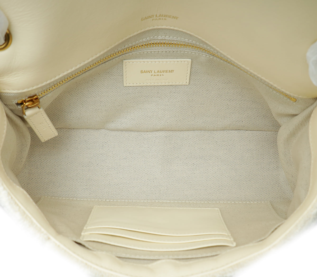 YSL Cream Jamie Medium Terry Chain Flap Bag