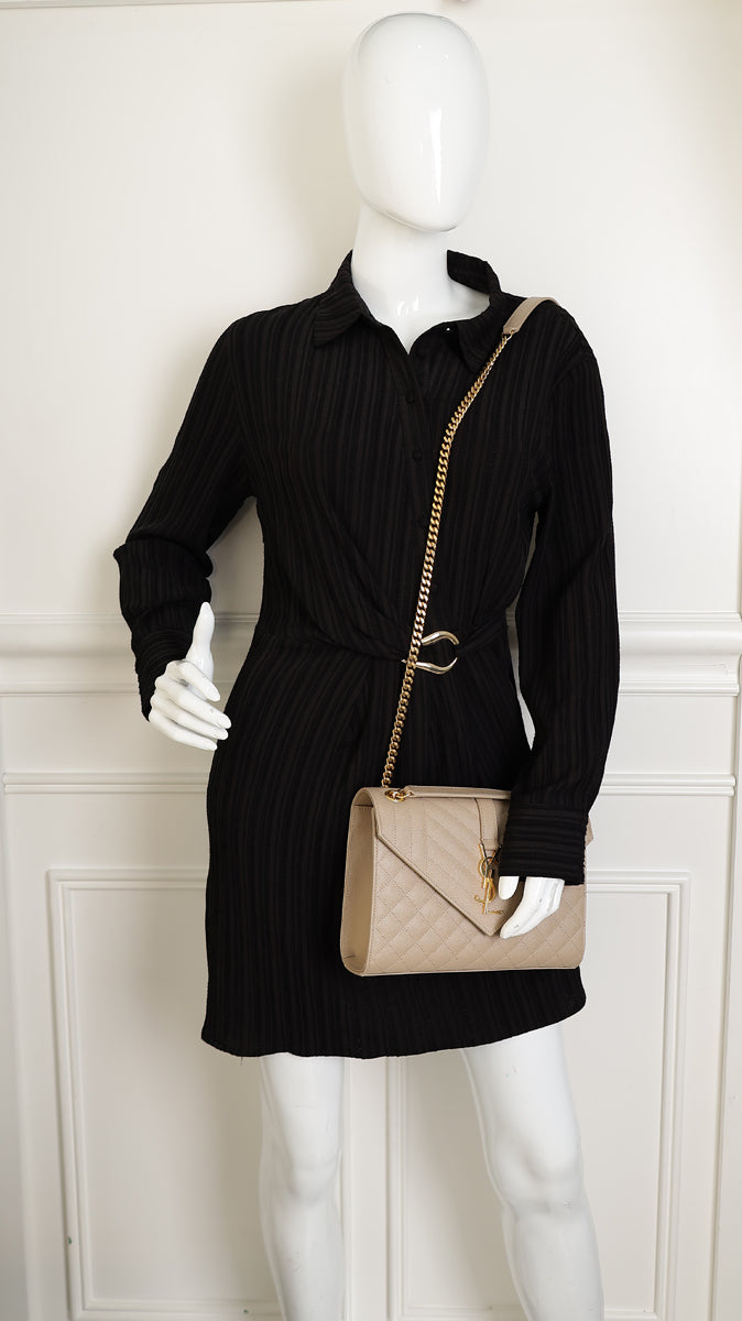 YSL Nude Mix Quilted Envelope Medium Shoulder Bag
