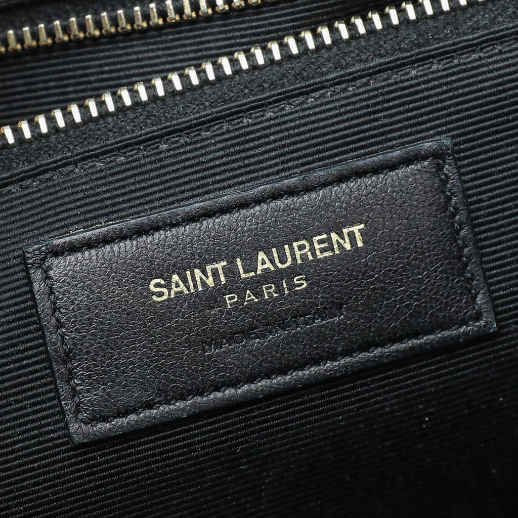 YSL Navy Blue Monogram Satchel Flap Large Bag
