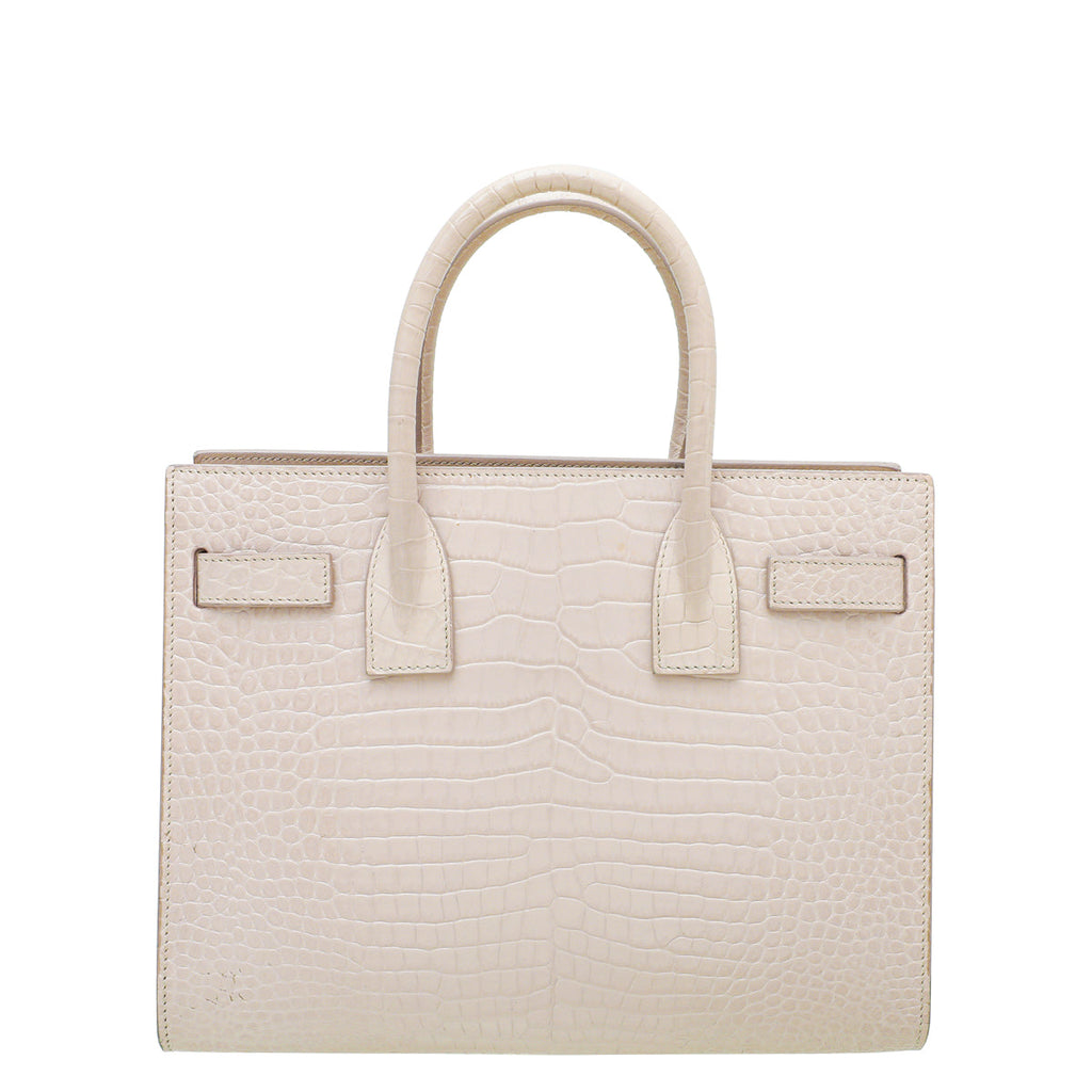 YSL Light Pink Croc Embossed Sac De Jour Baby Bag