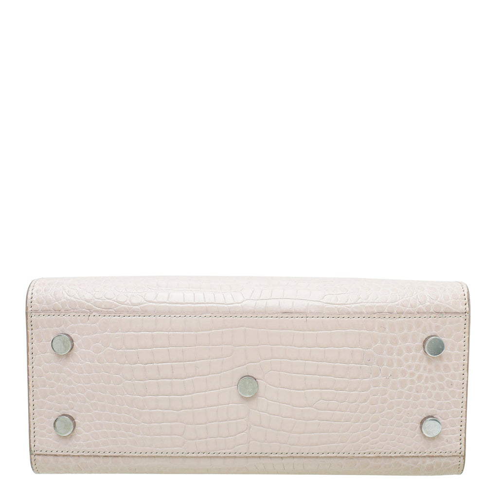 YSL Light Pink Croc Embossed Sac De Jour Baby Bag