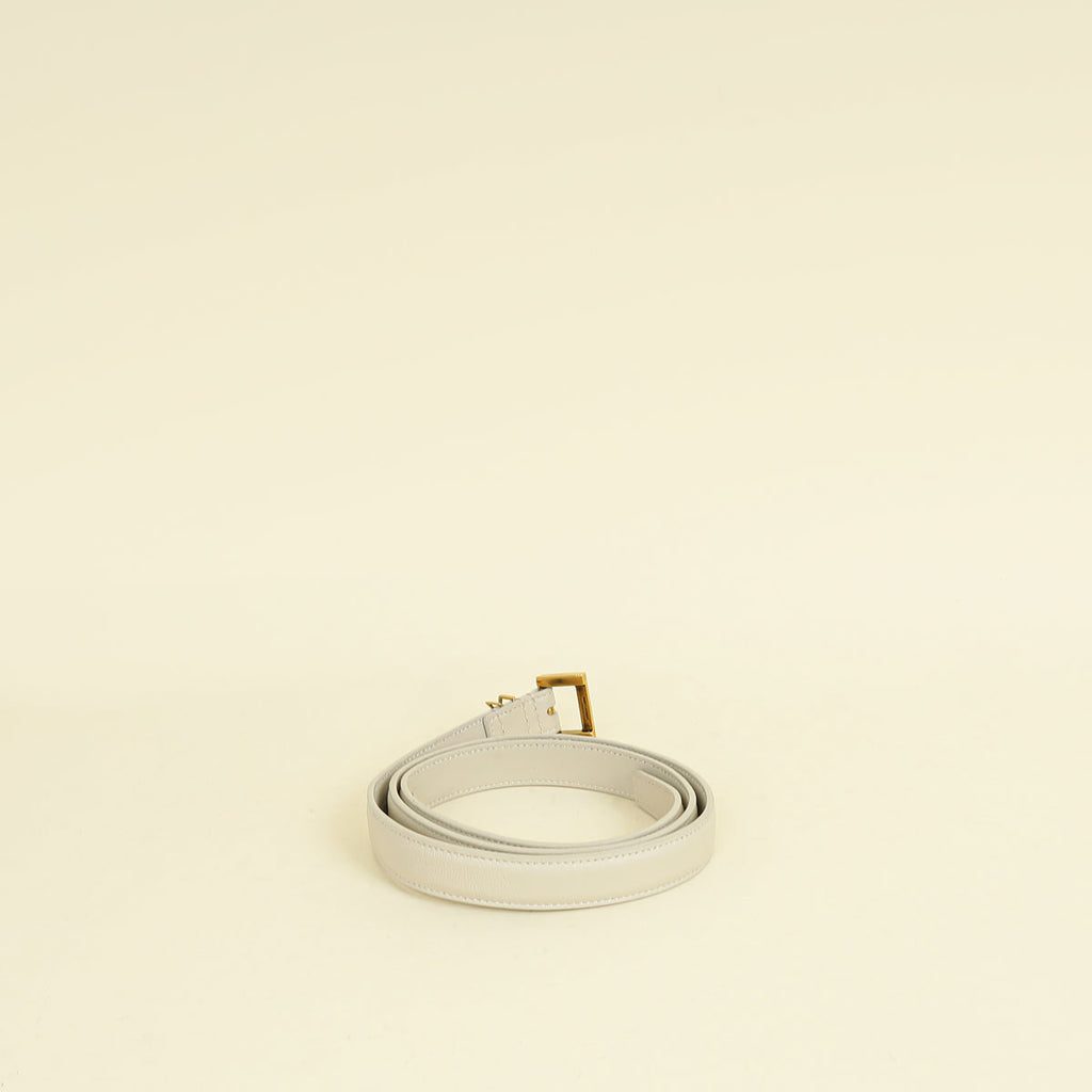 YSL Blanc Vintage Cassandre Thin Buckle Belt