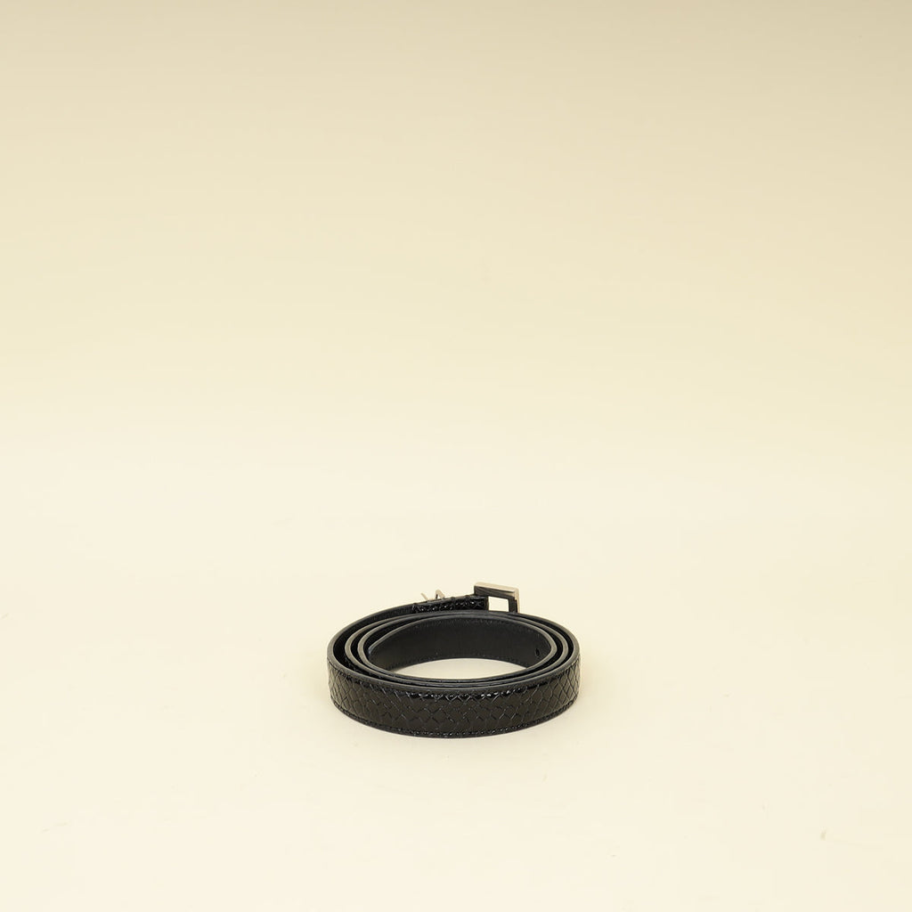 YSL Black Cassandre Thin 20mm Belt w/ Square Buckle