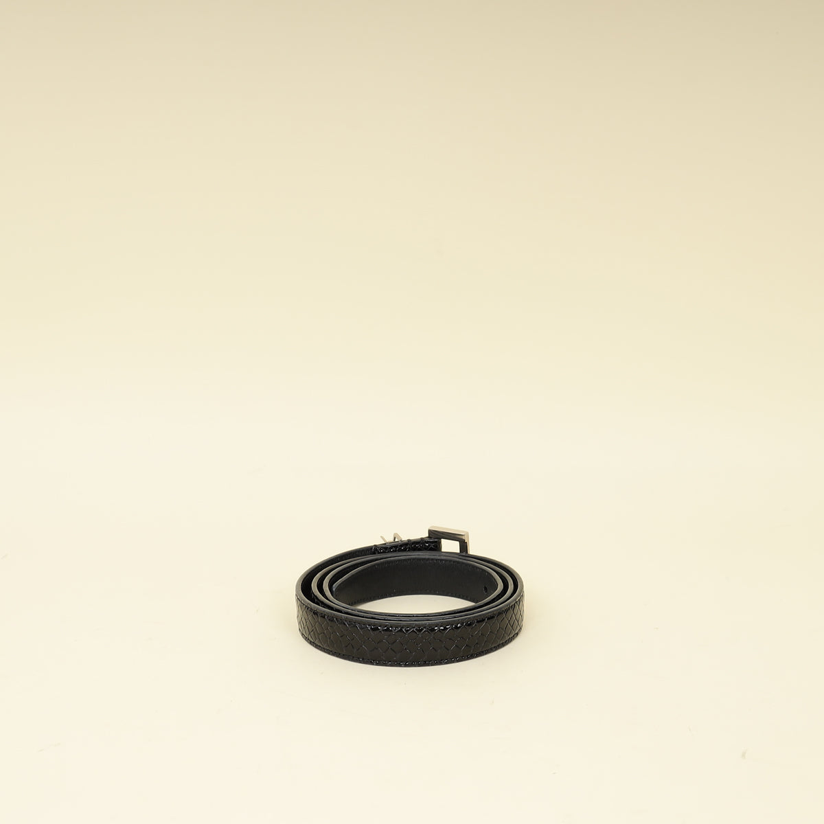 YSL Black Cassandre Thin 20mm Belt w/ Square Buckle