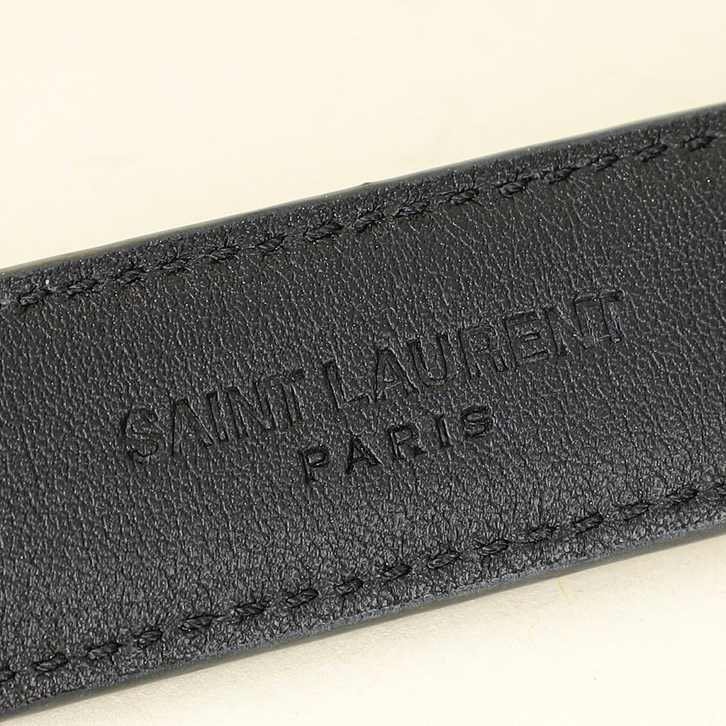 YSL Black Cassandre Thin 20mm Belt w/ Square Buckle