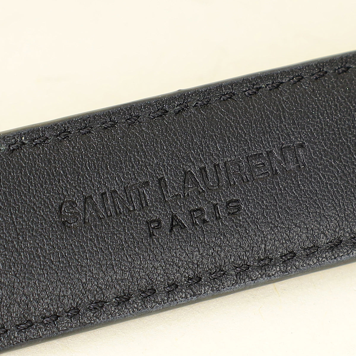 YSL Black Cassandre Thin 20mm Belt w/ Square Buckle