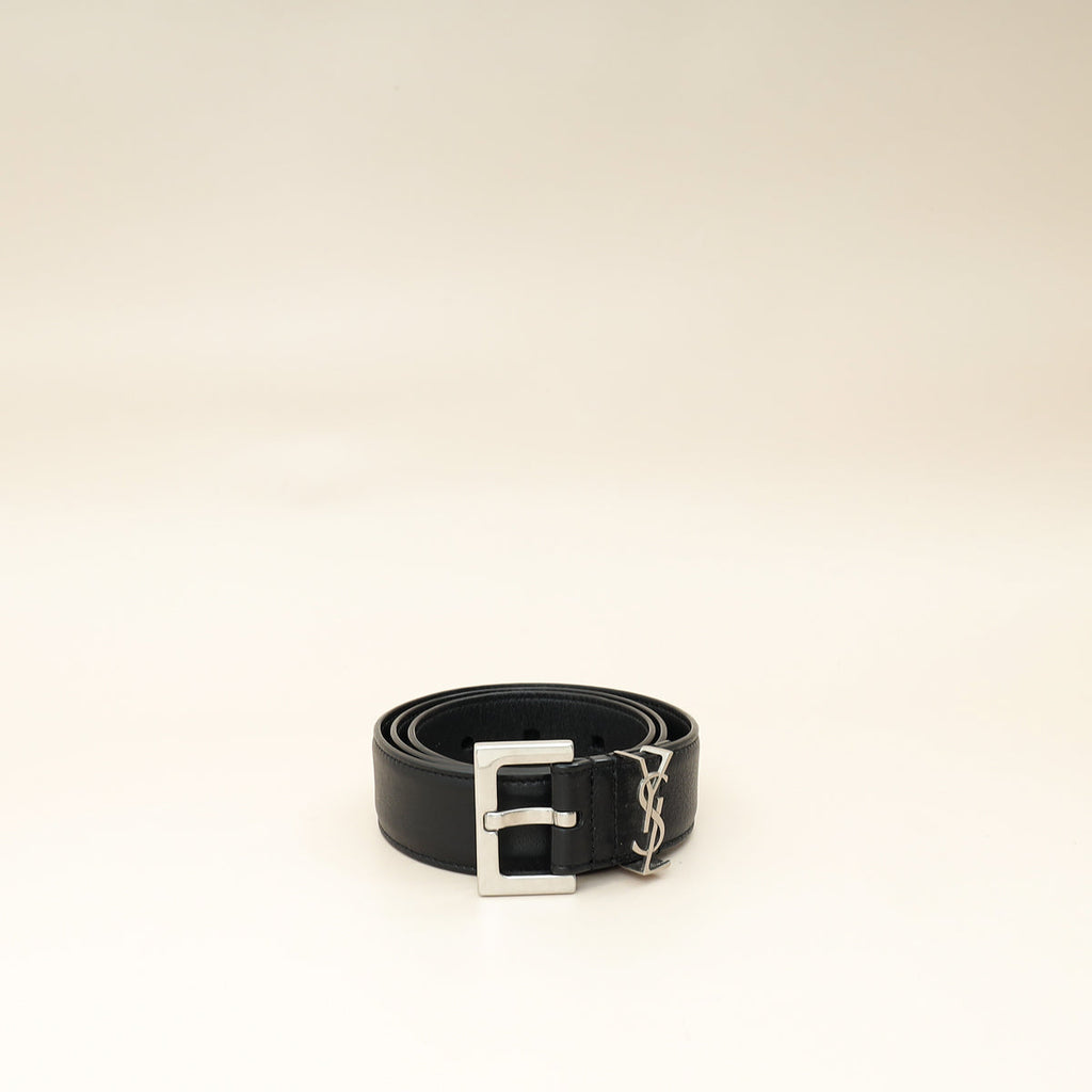 YSL Black Cassandre Thin Buckle 20mm Belt