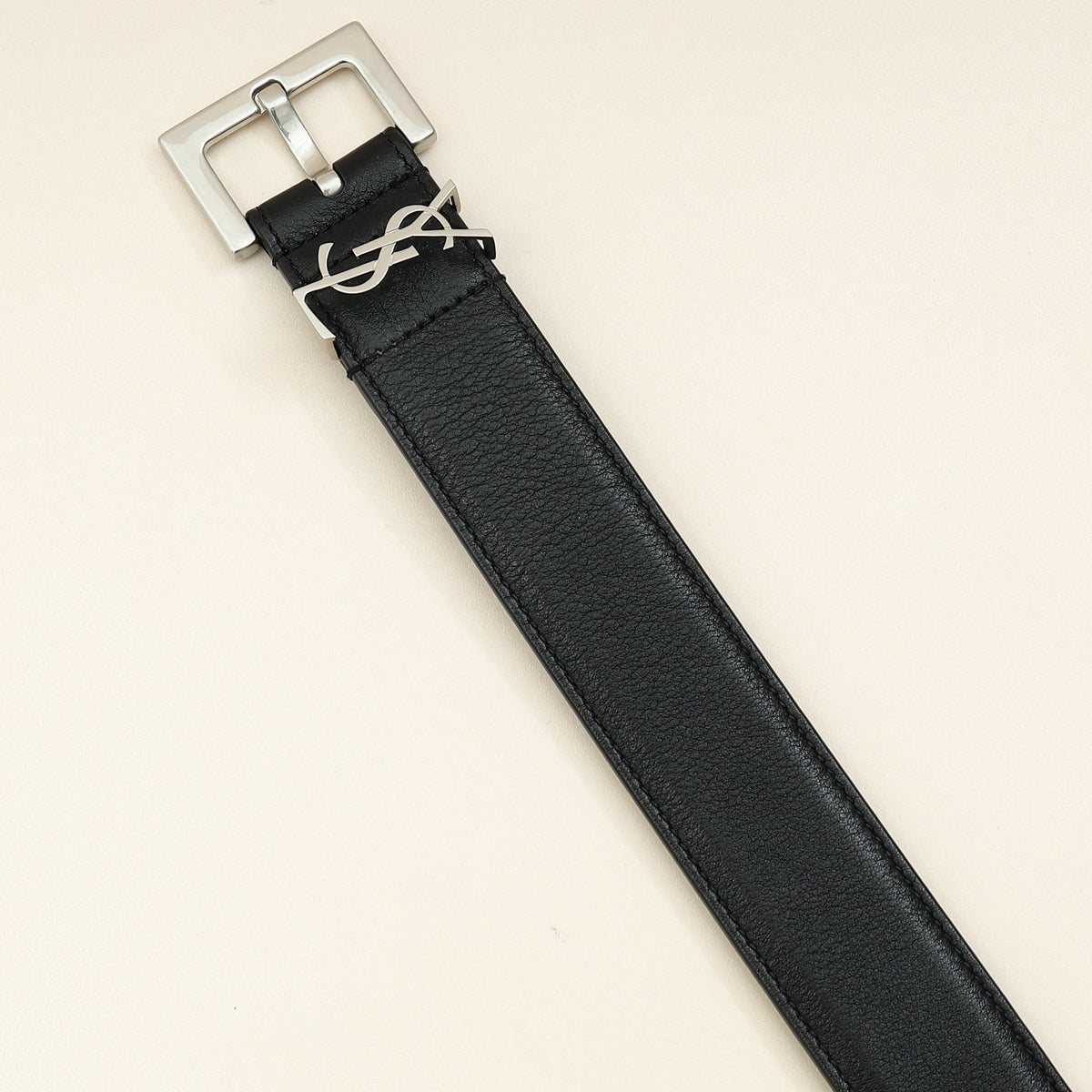 YSL Black Cassandre Thin Buckle 20mm Belt