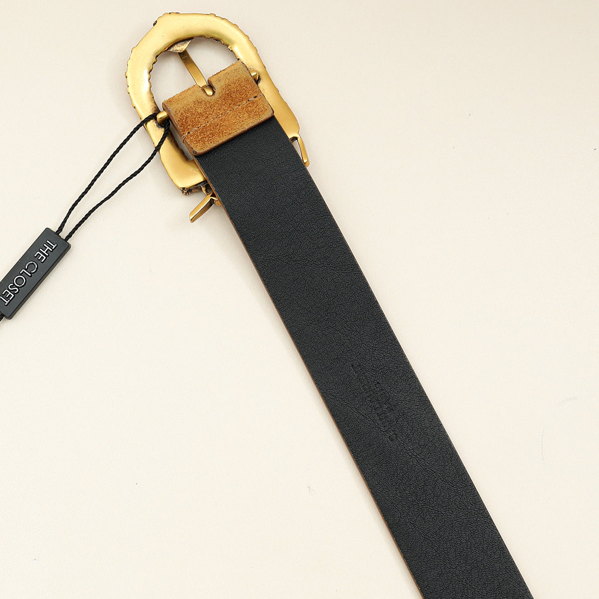 YSL Tan Suede Logo Buckle 30mm Belt