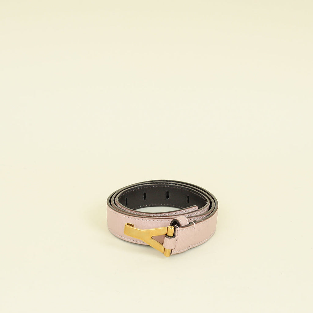 YSL Pink Y Logo Buckle Belt 34
