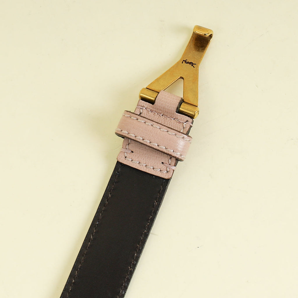 YSL Pink Y Logo Buckle Belt 34