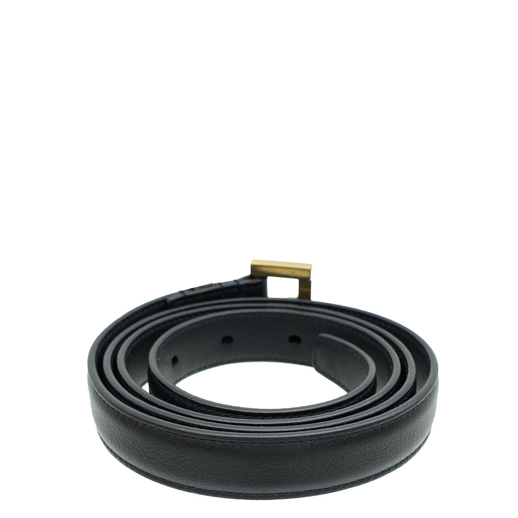 YSL Black Cassandre Thin Buckle Belt