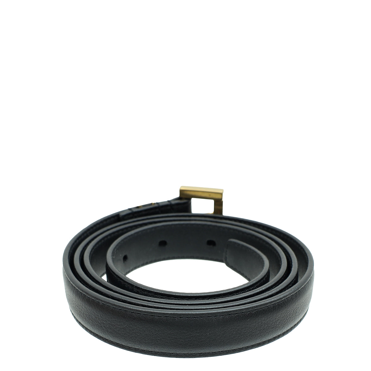 YSL Black Cassandre Thin Buckle Belt