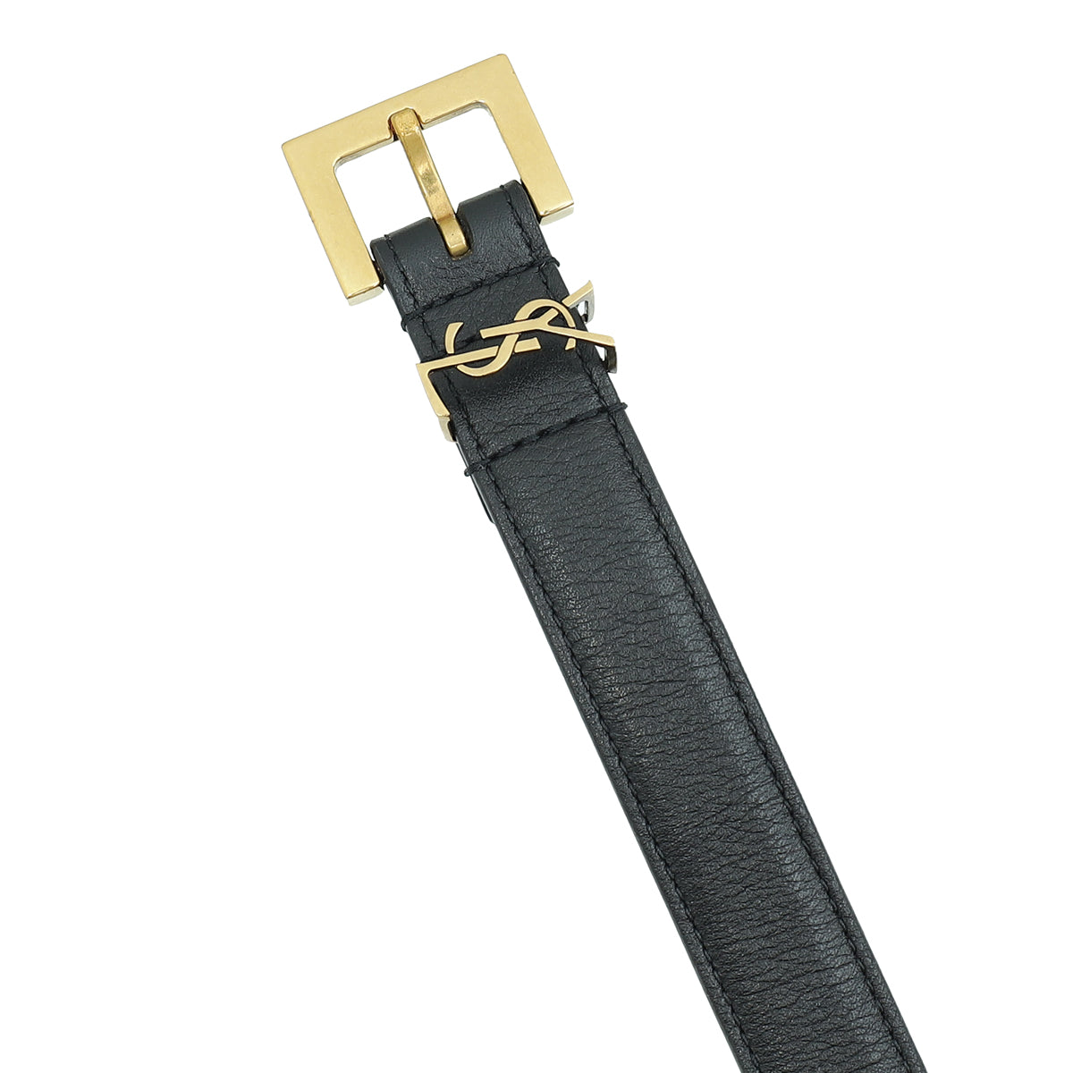 YSL Black Cassandre Thin Buckle Belt