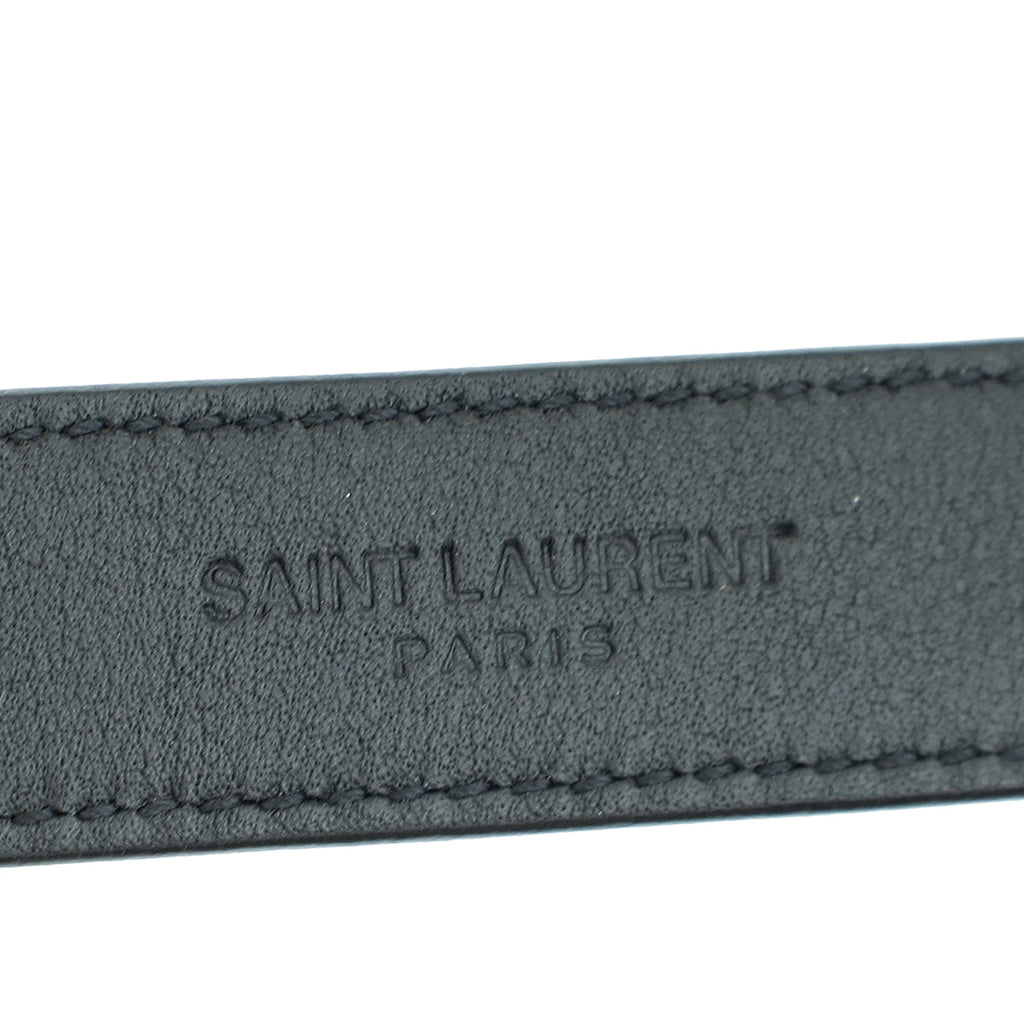 YSL Black Cassandre Thin Buckle Belt