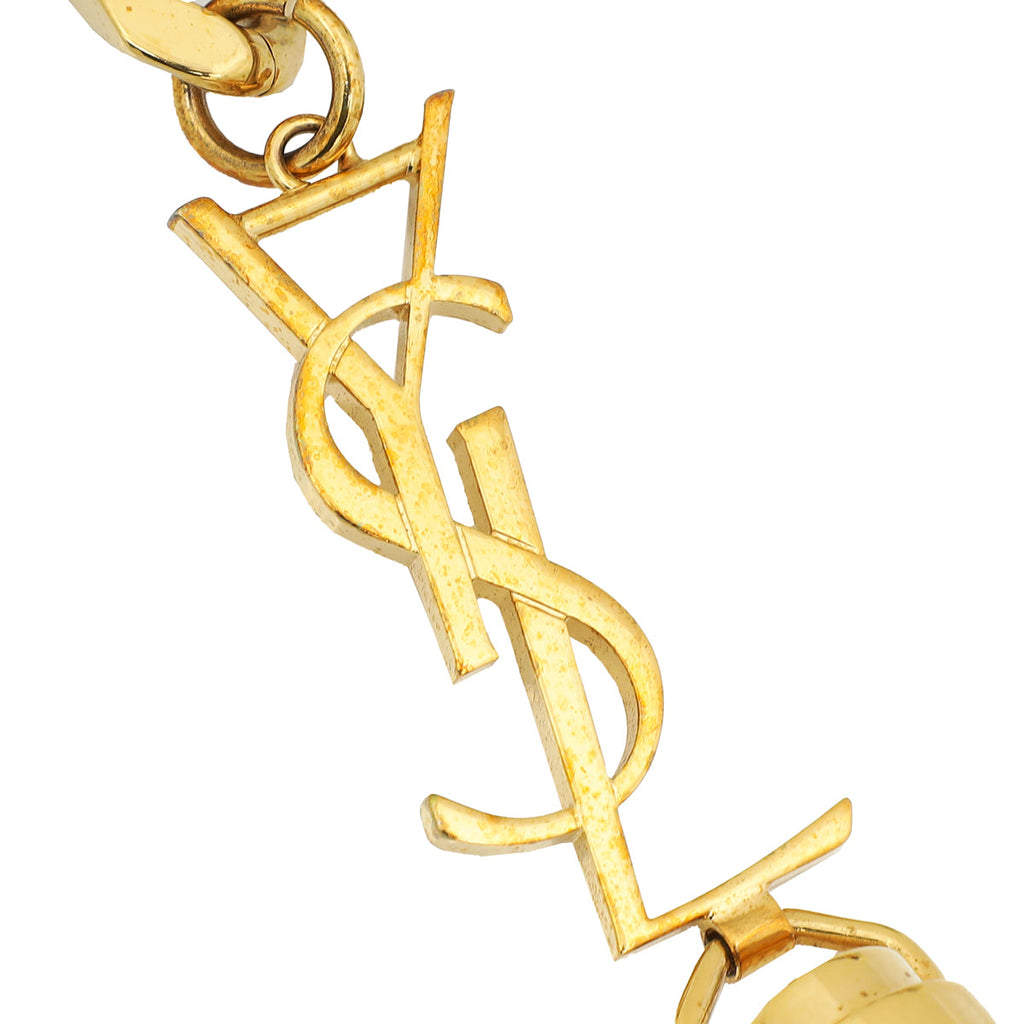 YSL Black Monogram Tassel Small Chain Belt