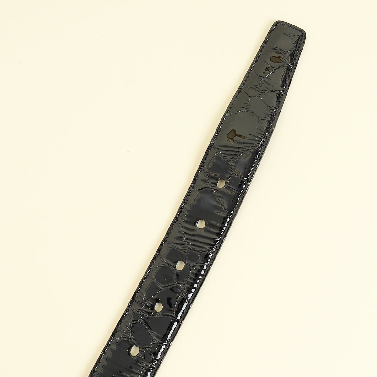 YSL Black Cassandre Buckle Croco Embossed 30mm Belt