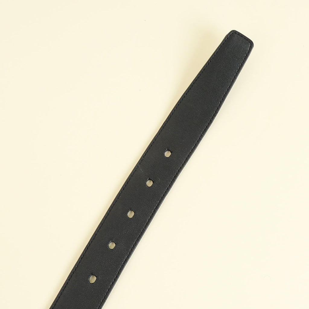 YSL Black Cassandre Buckle Croco Embossed 30mm Belt