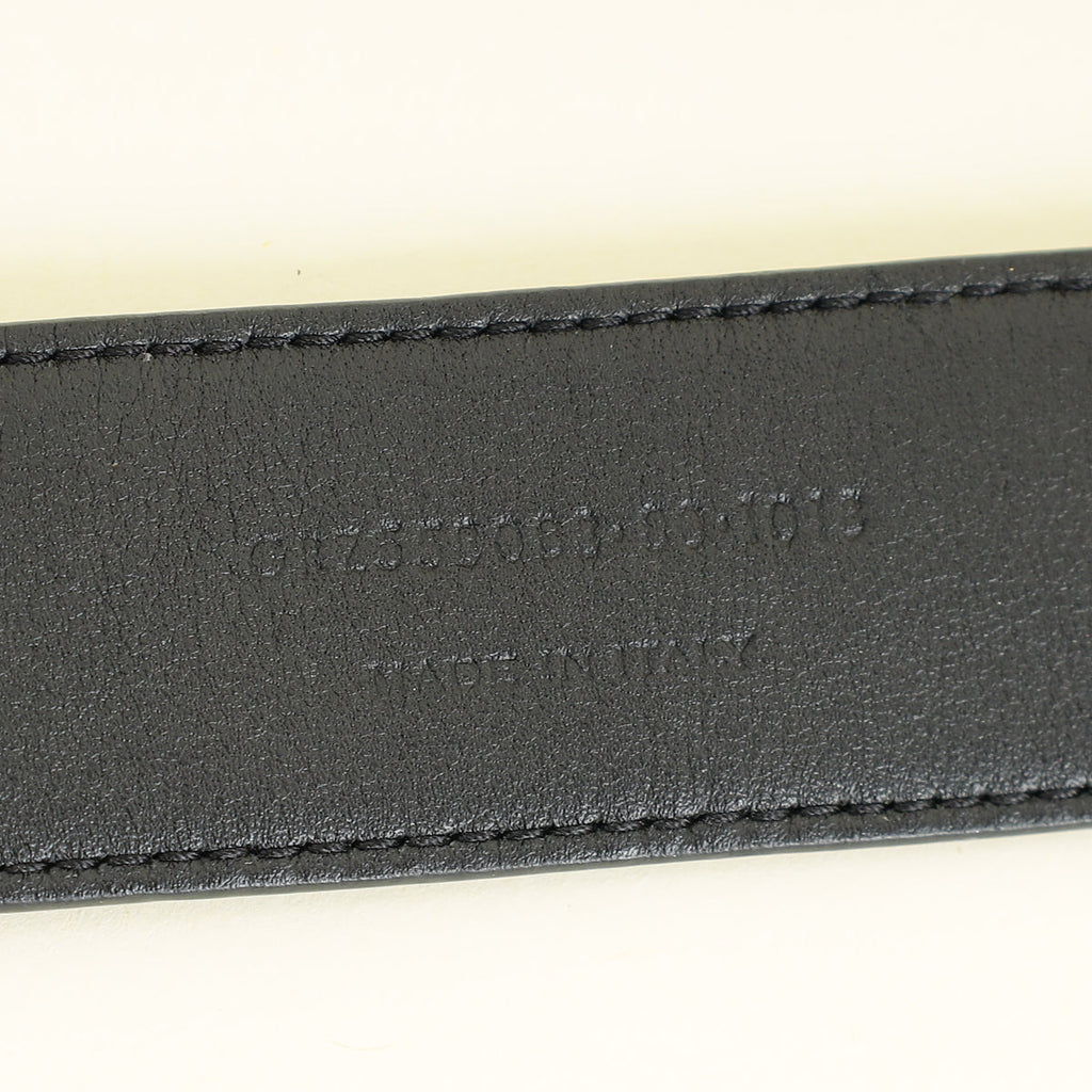 YSL Black Cassandre Buckle Croco Embossed 30mm Belt