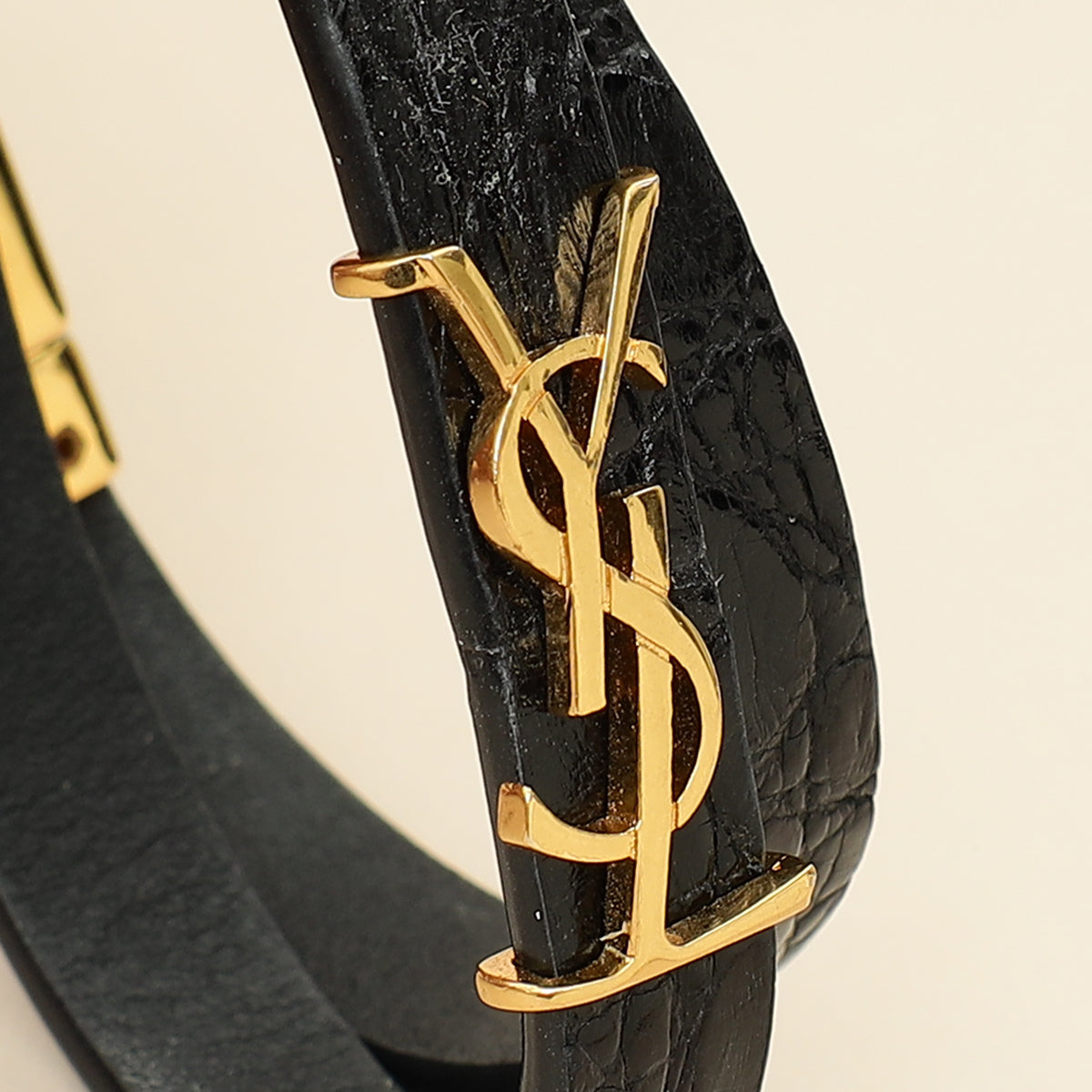YSL Black Double Wrap Cassandre Bracelet