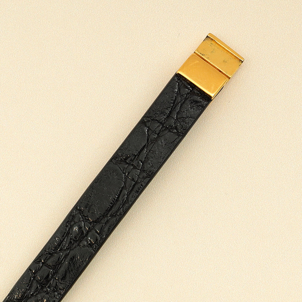 YSL Black Double Wrap Cassandre Bracelet